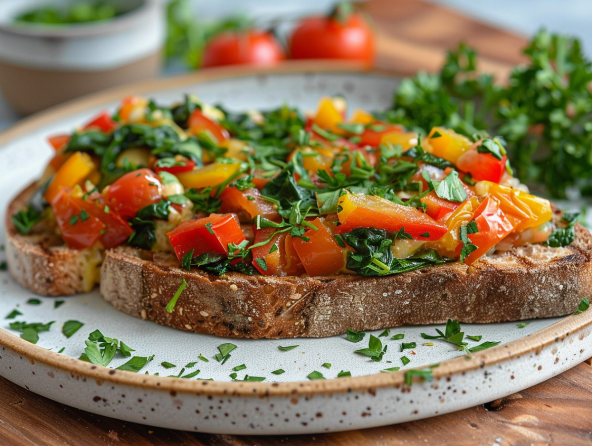 Омлет з овочами та зеленню на цільнозерновому тості - поживний білковий сніданок